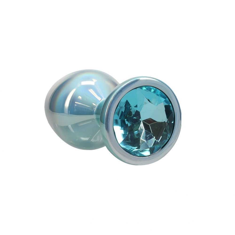 OUCH! Paris Collection - Metal Anal Plug Set - Blue - Metallic Blue Butt Plugs with Gem Bases - Set of 3 Sizes Shots Toys