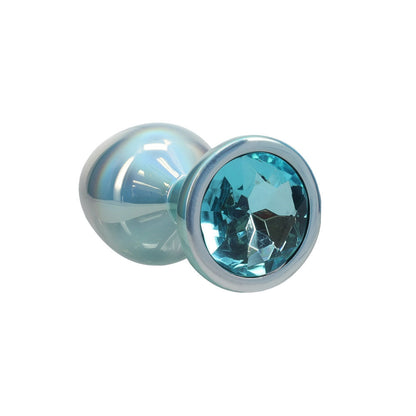 OUCH! Paris Collection - Metal Anal Plug Set - Blue - Metallic Blue Butt Plugs with Gem Bases - Set of 3 Sizes Shots Toys