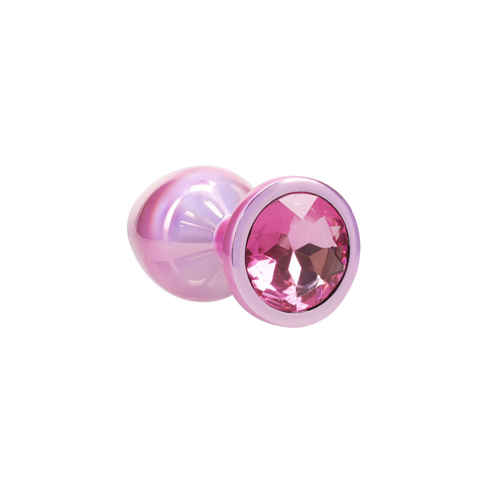 OUCH! Paris Collection - Metal Anal Plug Set - Pink - Metallic Pink Butt Plugs with Gem Bases - Set of 3 Sizes Shots Toys