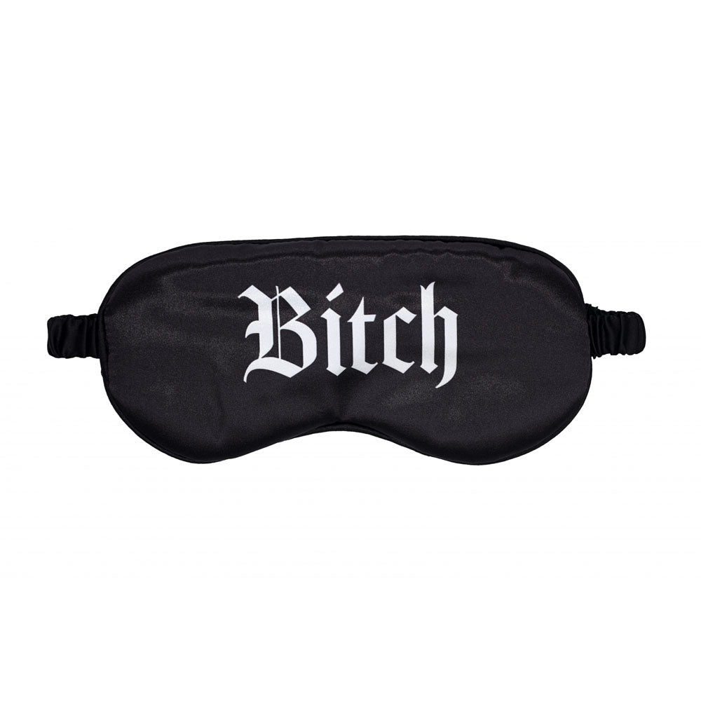 OUCH! Satin Mask - Bitch - Black Printed Eye Mask Shots Toys