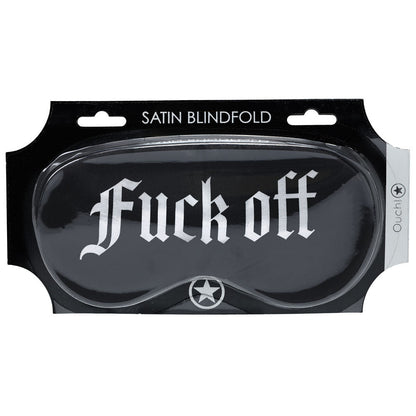 OUCH! Satin Mask - Fuck Off - Black Printed Eye Mask Shots Toys