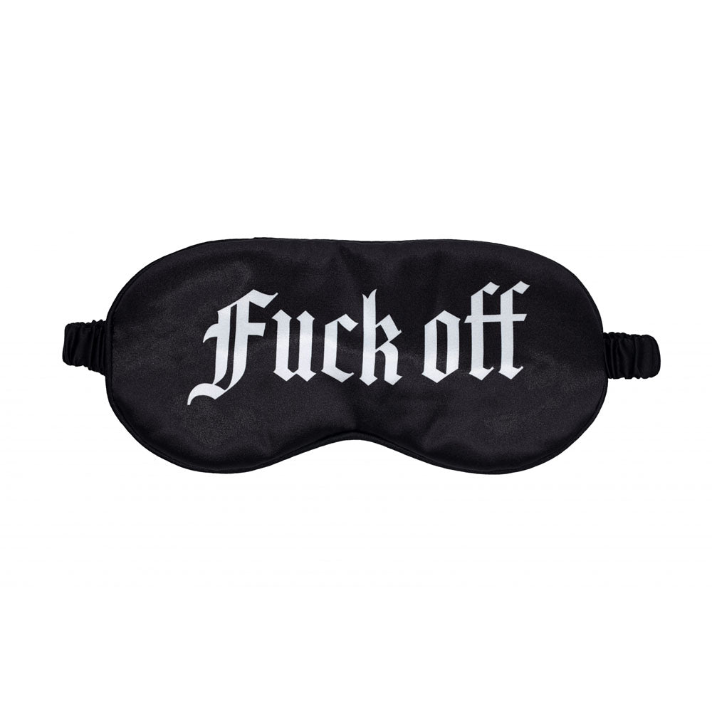 OUCH! Satin Mask - Fuck Off - Black Printed Eye Mask Shots Toys