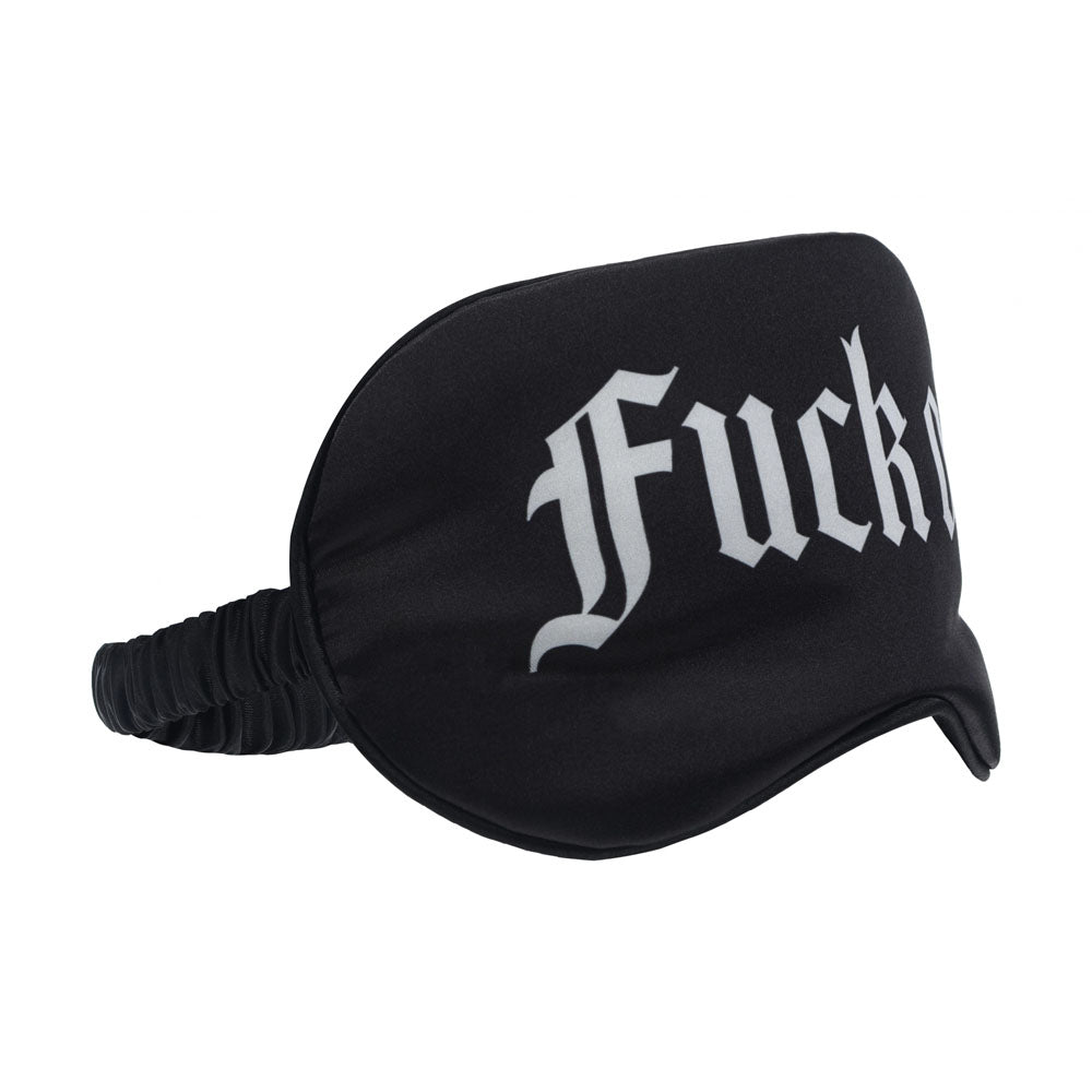OUCH! Satin Mask - Fuck Off - Black Printed Eye Mask Shots Toys