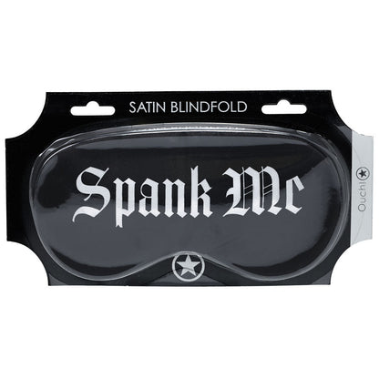 OUCH! Satin Mask - Spank Me - Black Printed Eye Mask Shots Toys