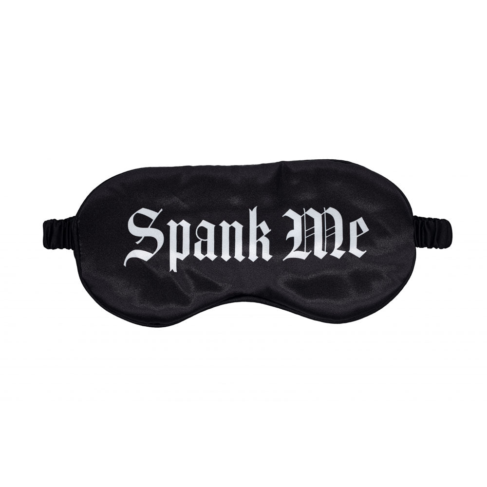 OUCH! Satin Mask - Spank Me - Black Printed Eye Mask Shots Toys