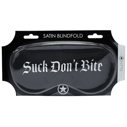 OUCH! Satin Mask - Suck Don't Bite - Black Printed Eye Mask Shots Toys