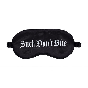 OUCH! Satin Mask - Suck Don't Bite - Black Printed Eye Mask Shots Toys
