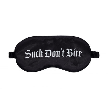 OUCH! Satin Mask - Suck Don't Bite - Black Printed Eye Mask Shots Toys