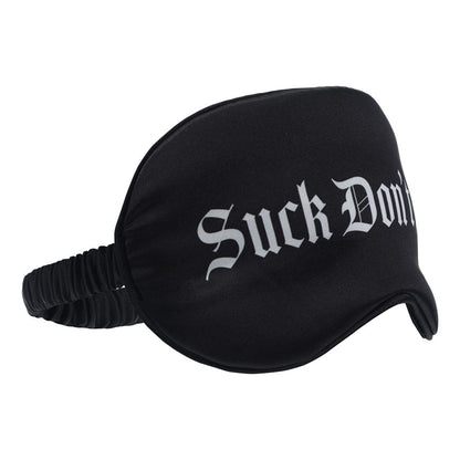OUCH! Satin Mask - Suck Don't Bite - Black Printed Eye Mask Shots Toys