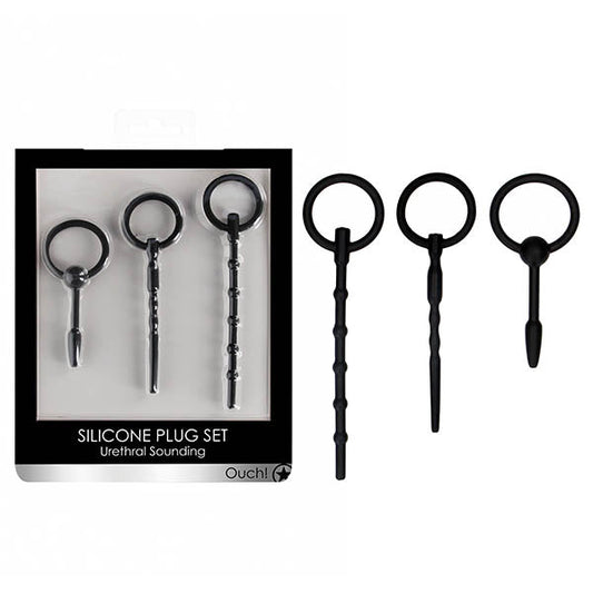 OUCH! Urethral Sounding Plug Set - Black - Set of 3 Sizes Shots Toys
