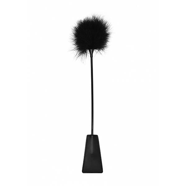 Ouch! Crop With Feather - Black Whip Shots Toys