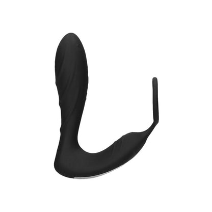 OUCH! E-stim & Vibrating Butt Plug Cock Ring - Black USB Rechargeable Vibrating Butt Plug & Cock Ring with e-Stim Shots Toys