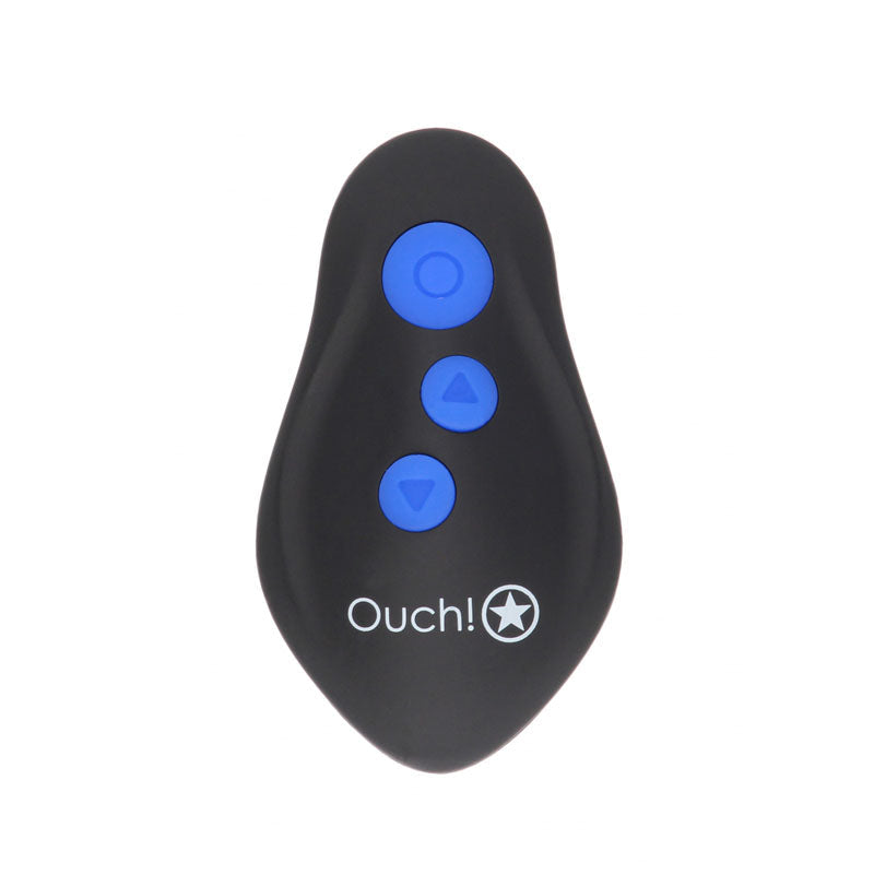OUCH! E-stim & Vibrating Butt Plug Cock Ring - Black USB Rechargeable Vibrating Butt Plug & Cock Ring with e-Stim Shots Toys