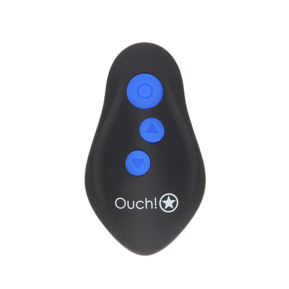 OUCH! E-stim & Vibrating Butt Plug Cock Ring - Black USB Rechargeable Vibrating Butt Plug & Cock Ring with e-Stim Shots Toys