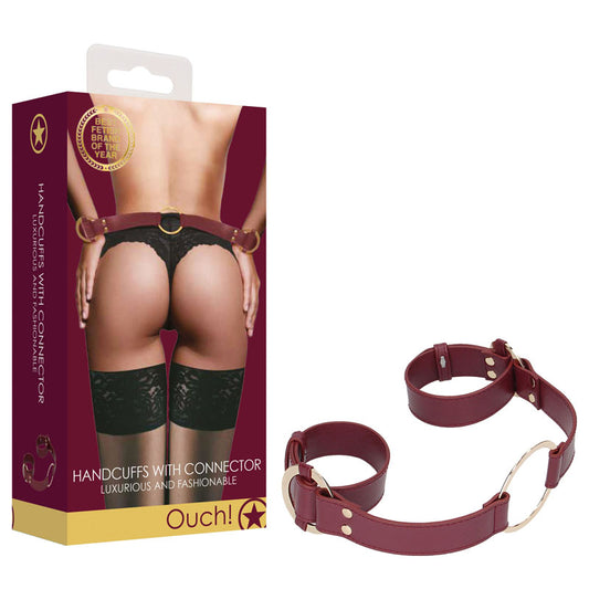 OUCH! Halo - Handcuff With Connector - Burgundy Restraint Red - Club X