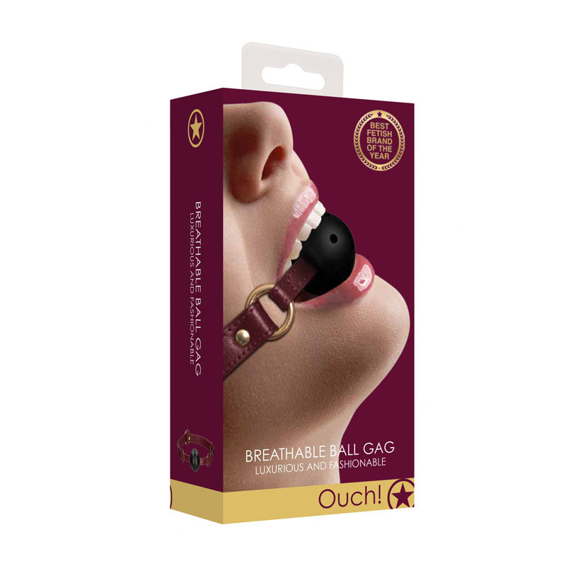 OUCH! Halo - Breathable Ball Gag - Burgundy Mouth Restraint Shots Toys