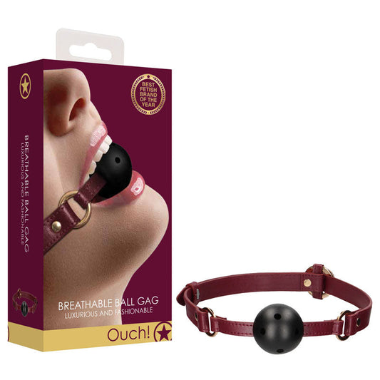 OUCH! Halo - Breathable Ball Gag - Burgundy Mouth Restraint Shots Toys