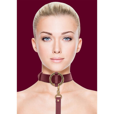 OUCH! Halo - Collar With Leash - Burgundy Restraint Shots Toys