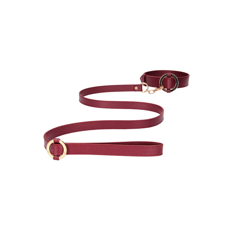 OUCH! Halo - Collar With Leash - Burgundy Restraint Shots Toys