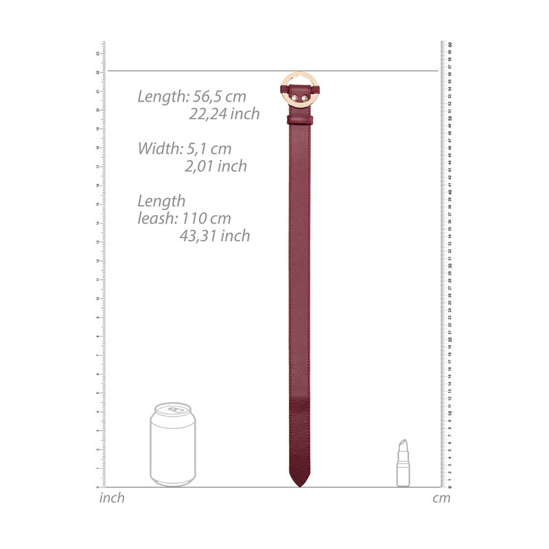 OUCH! Halo - Collar With Leash - Burgundy Restraint Shots Toys