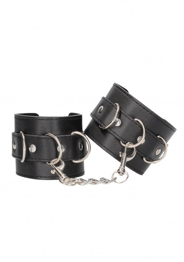 Ouch Black & White Bonded Leather Wrist or Ankle Cuffs - Club X