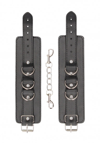 Ouch Black & White Bonded Leather Wrist or Ankle Cuffs - Club X