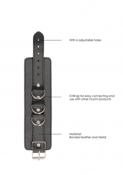 Ouch Black & White Bonded Leather Wrist or Ankle Cuffs - Club X