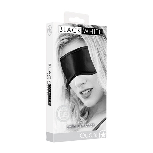 OUCH! Black & White Satin Eye-Mask - Black Eye Restraint Black - Club X