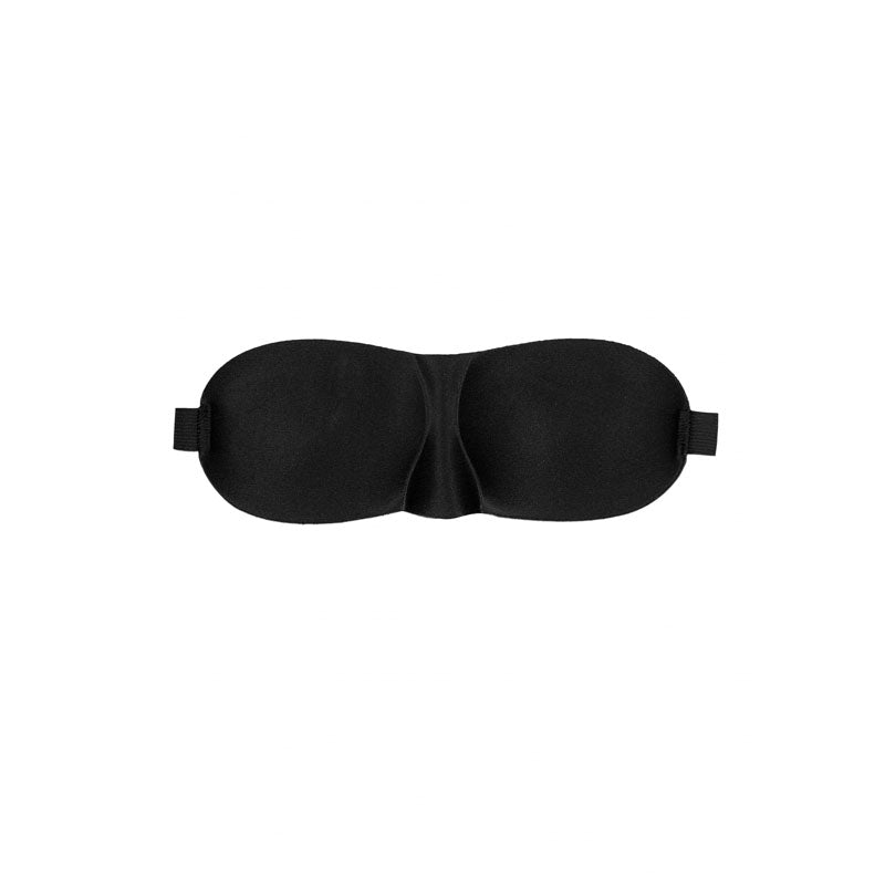 OUCH! Black & White Satin Curvy Eye Mask - Black Eye Restraint Shots Toys