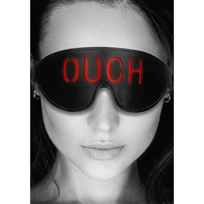 OUCH! Black & White Bonded Leather Eye-Mask ''Ouch'' - Black Eye Restraint Shots Toys