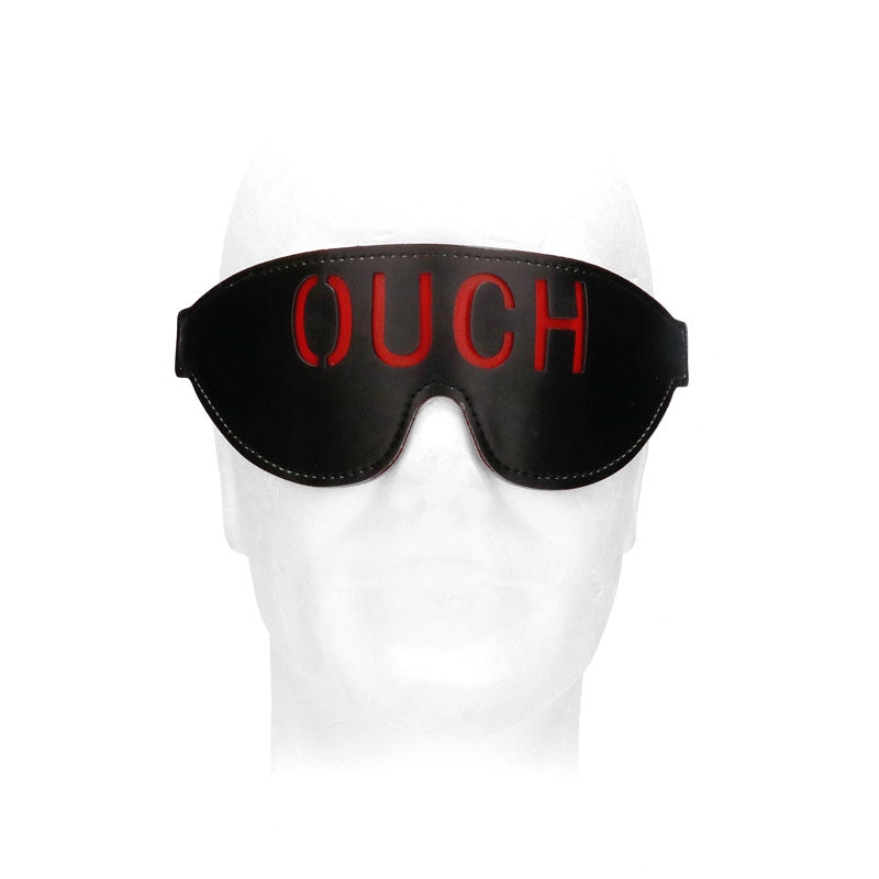 OUCH! Black & White Bonded Leather Eye-Mask ''Ouch'' - Black Eye Restraint Shots Toys