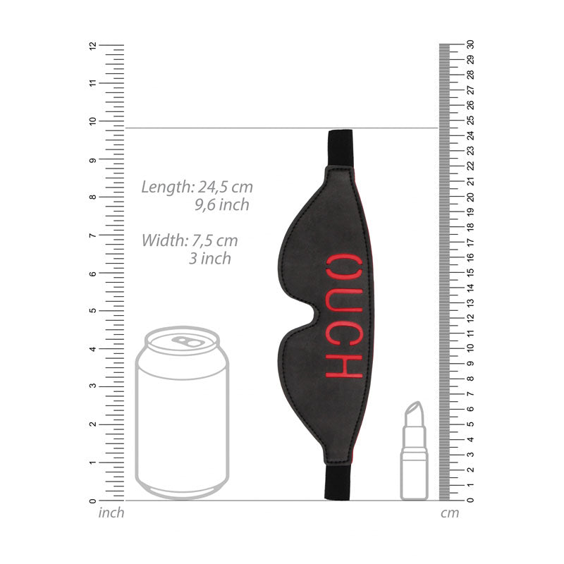 OUCH! Black & White Bonded Leather Eye-Mask ''Ouch'' - Black Eye Restraint Shots Toys