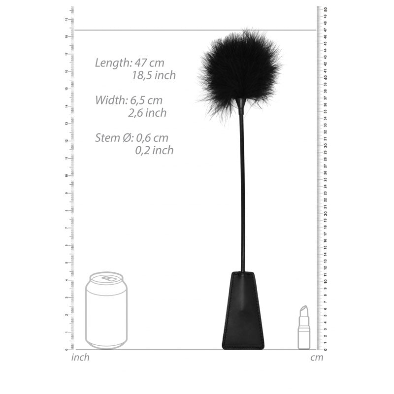 OUCH! Black & White Crop with Feather Tickler - Black 44 cm Feather Crop Shots Toys