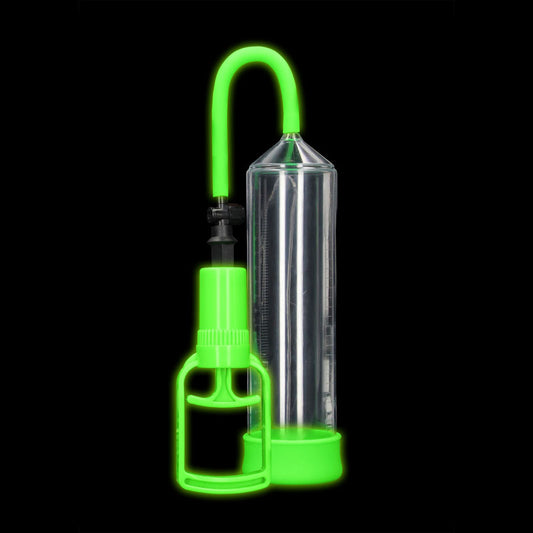 OUCH! Glow In The Dark Comfort Beginner Pump - Clear/Glow Penis Pump Green - Club X