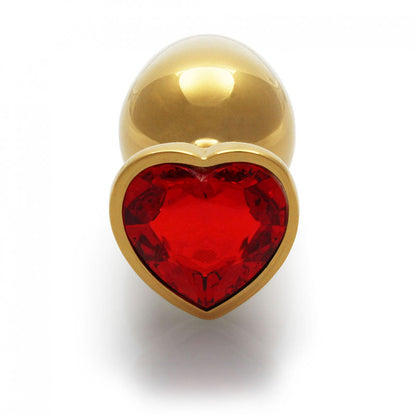 OUCH! Heart Gem Gold Butt Plug - Large - Gold 9.3 cm Large Butt Plug with Heart Gem Base Shots Toys