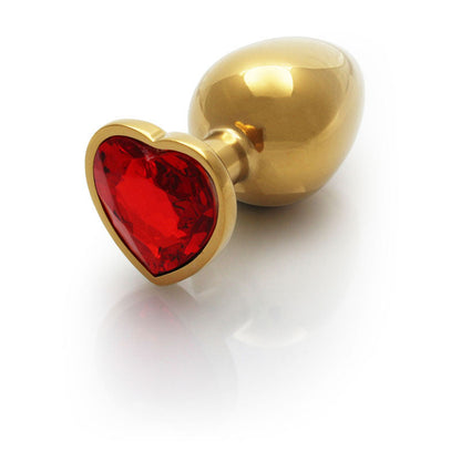 OUCH! Heart Gem Gold Butt Plug - Large - Gold 9.3 cm Large Butt Plug with Heart Gem Base Shots Toys