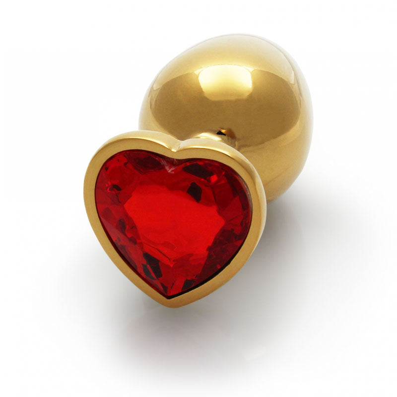 OUCH! Heart Gem Gold Butt Plug - Large - Gold 9.3 cm Large Butt Plug with Heart Gem Base Shots Toys