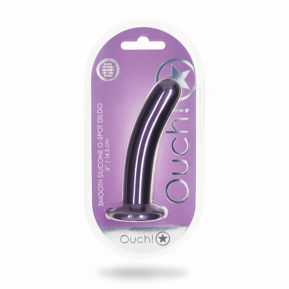 OUCH! Smooth Silicone G-Spot Dildo - 6'' / 14.5 cm - Metallic Purple 14.5 cm Dildo Shots Toys
