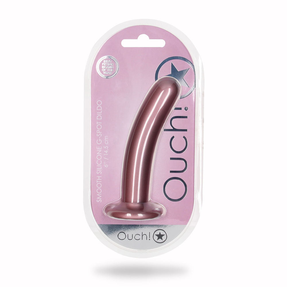 OUCH! Smooth Silicone G-Spot Dildo - 6'' / 14.5 cm - Rose Gold 14.5 cm Dildo Shots Toys