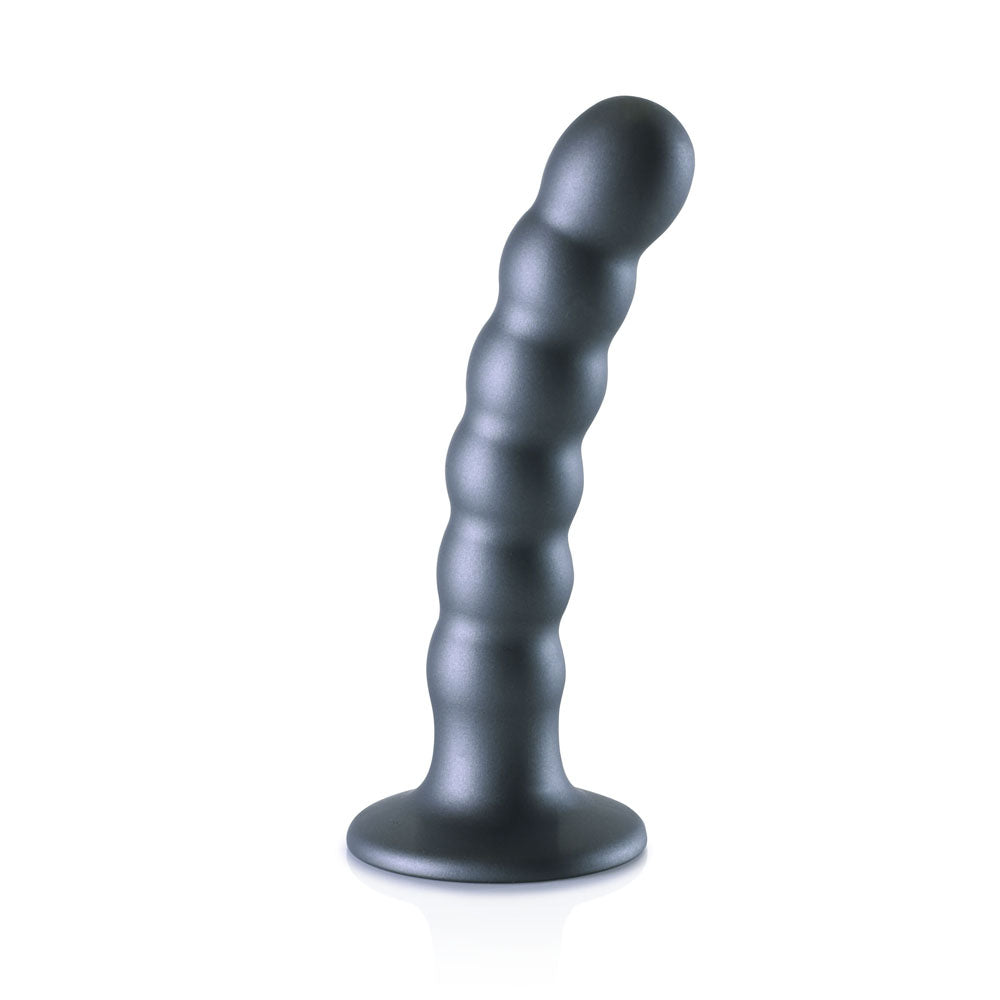 OUCH! Beaded Silicone G-Spot Dildo - 5'' / 13cm - Gunmetal 13 cm Dildo Shots Toys