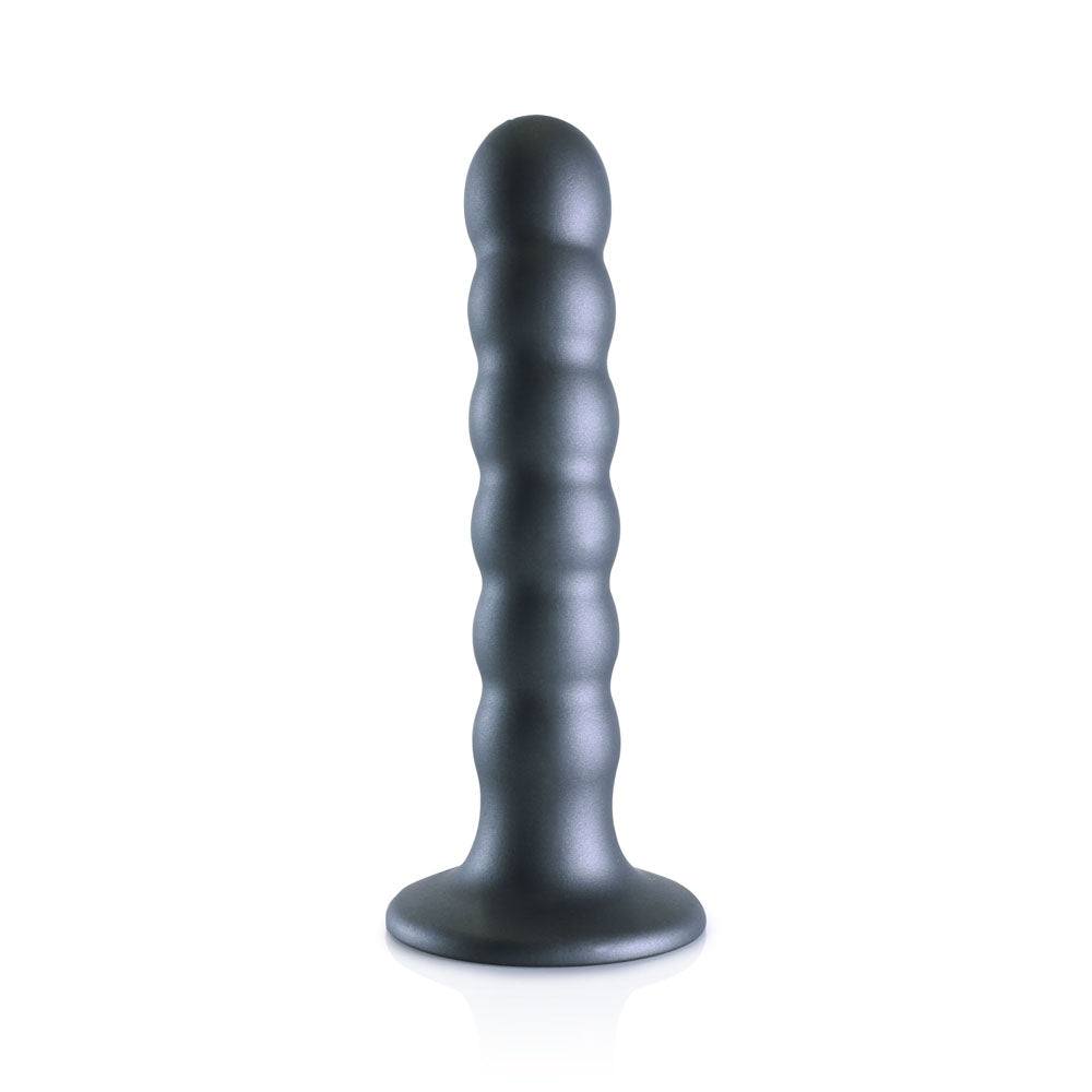 OUCH! Beaded Silicone G-Spot Dildo - 5'' / 13cm - Gunmetal 13 cm Dildo Shots Toys