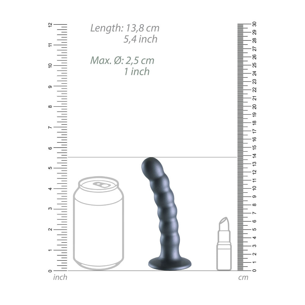 OUCH! Beaded Silicone G-Spot Dildo - 5'' / 13cm - Gunmetal 13 cm Dildo Shots Toys