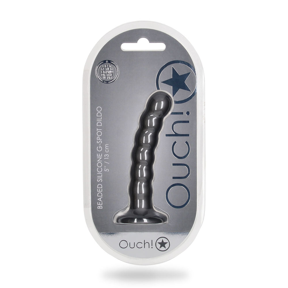 OUCH! Beaded Silicone G-Spot Dildo - 5'' / 13cm - Gunmetal 13 cm Dildo Shots Toys