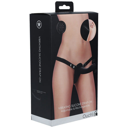 OUCH! Vibrating Silicone Strap-On - Black - Black USB Rechargeable Strap-On Black - Club X
