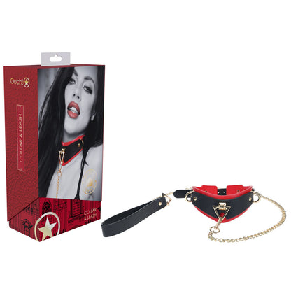 OUCH! Milan Collection - Collar with Leash - Black/Red Restraint Black - Club X