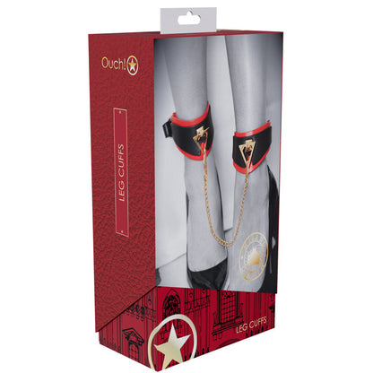 OUCH! Milan Collection - Leg Cuffs - Black/Red Restraints Shots Toys