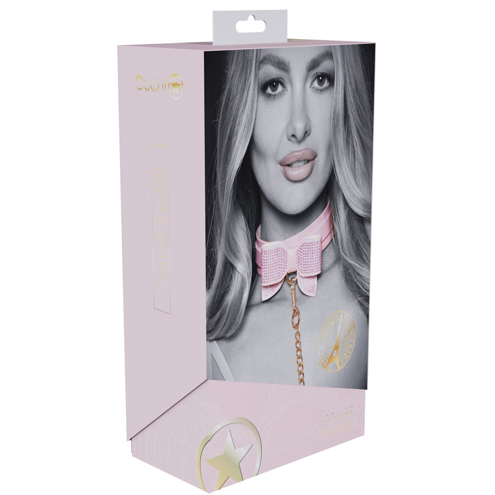 OUCH! Paris Collection - Collar with Leash - Pink Restraint Shots Toys