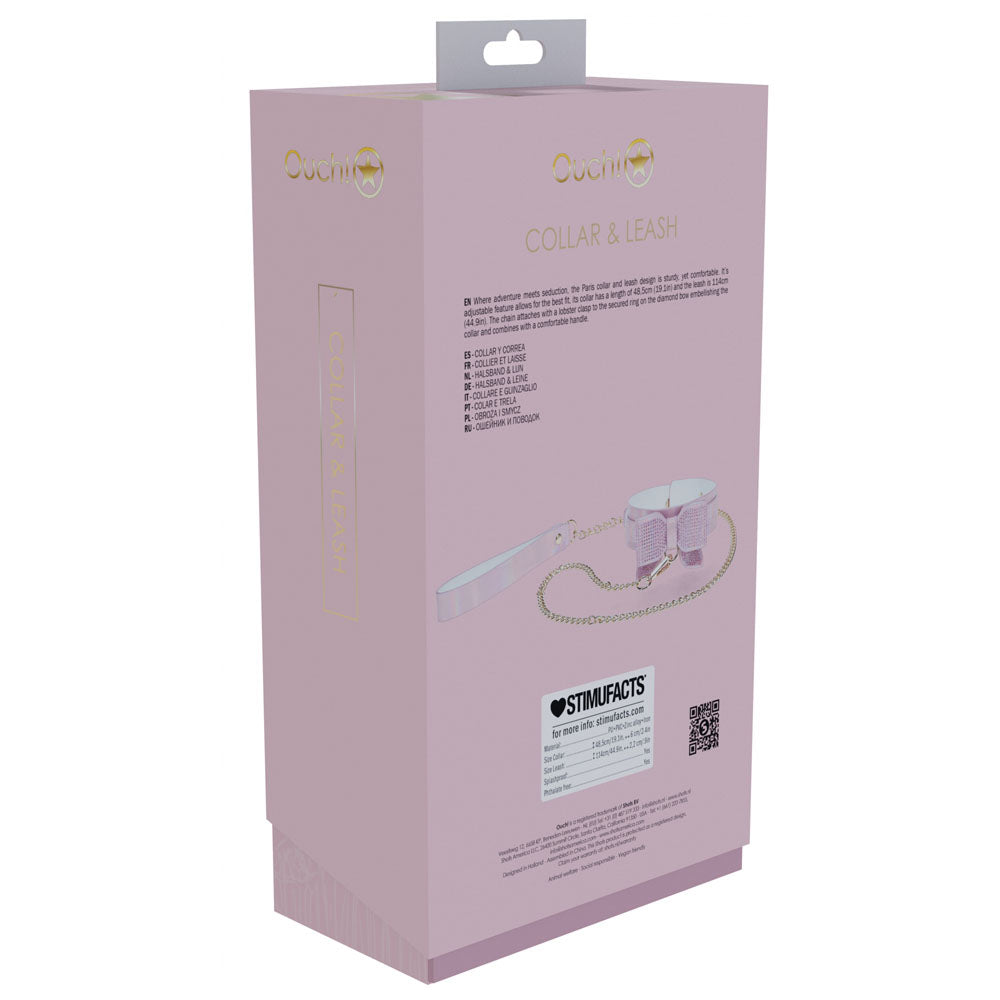 OUCH! Paris Collection - Collar with Leash - Pink Restraint Shots Toys