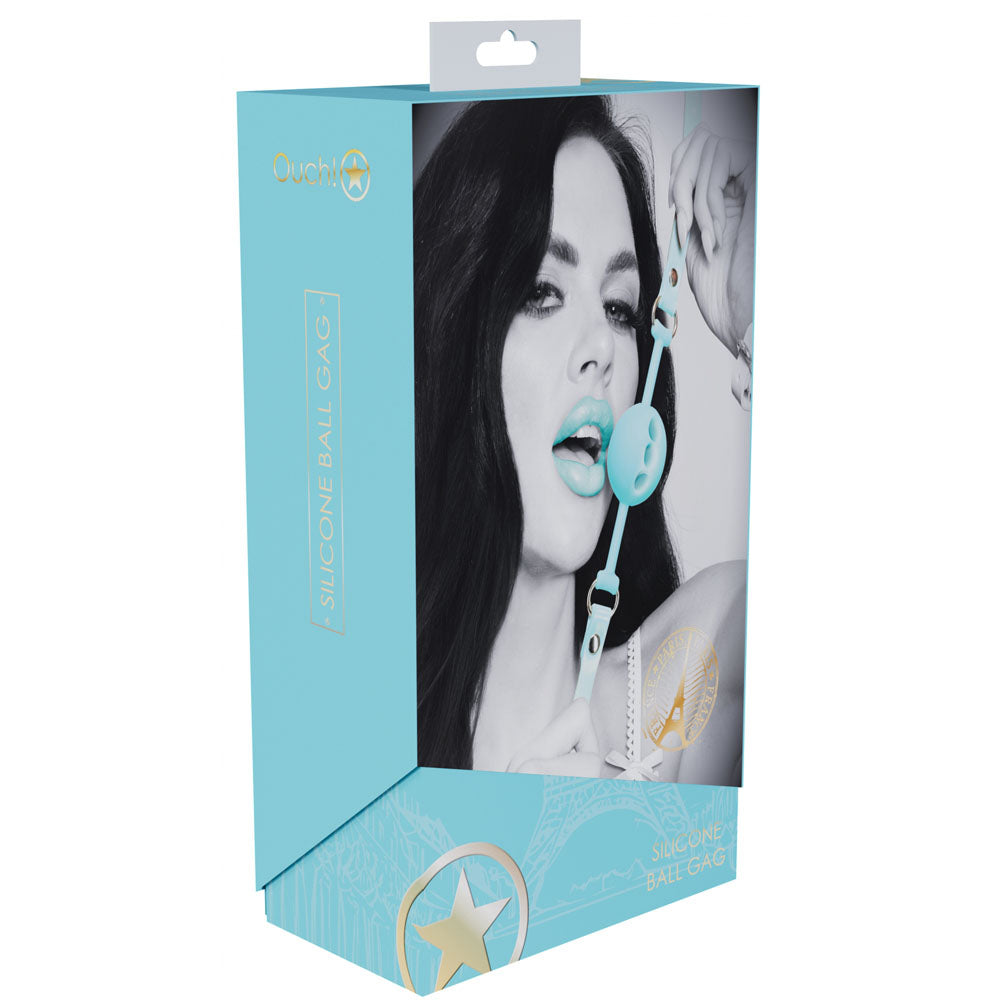 OUCH! Paris Collection - Silicone Ball Gag - Baby Blue Breatheable Mouth Restraint Shots Toys