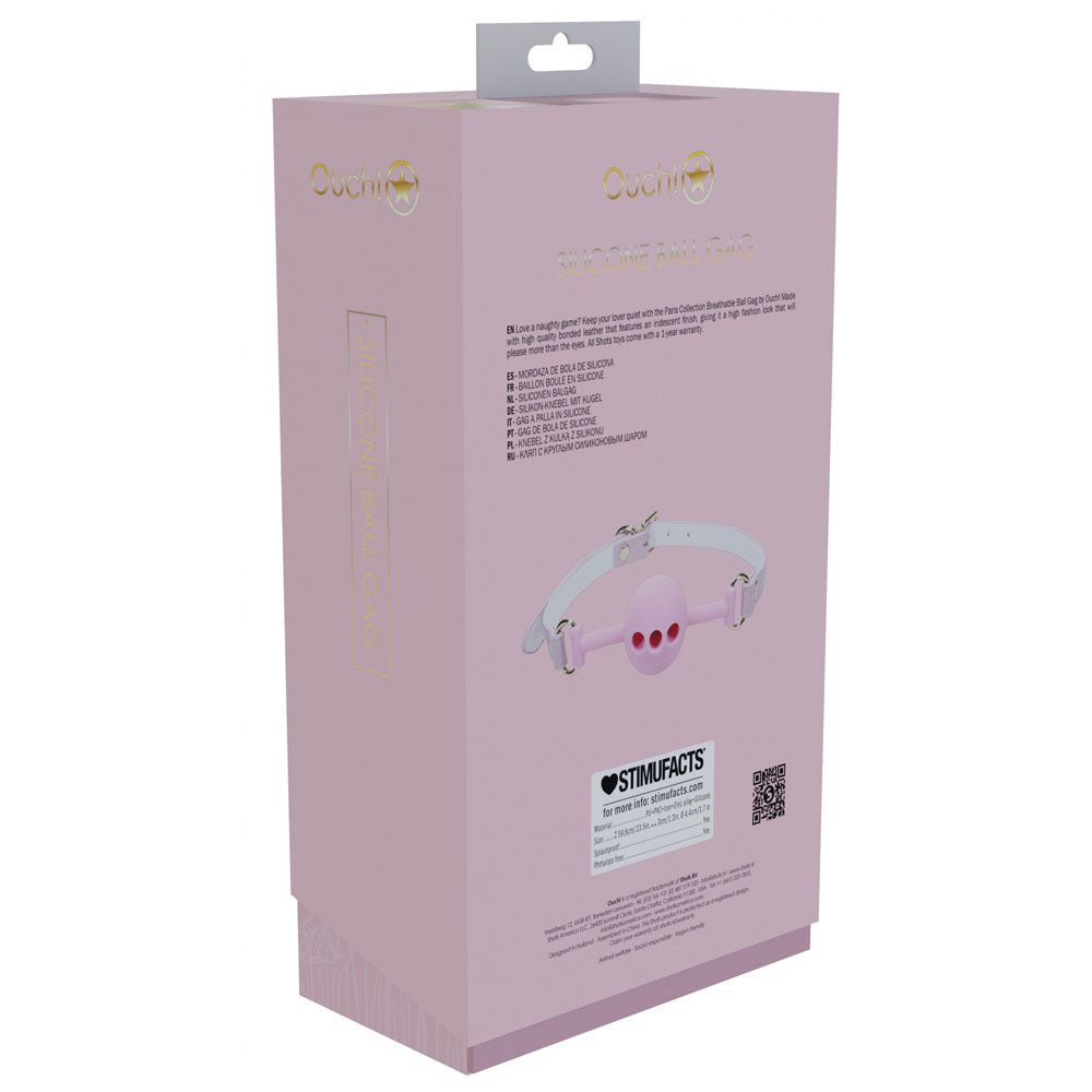 OUCH! Paris Collection - Silicone Ball Gag - Pink Breatheable Mouth Restraint Shots Toys